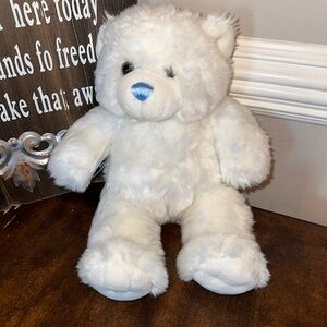 Build A Bear Plush Stuffed Animal Cotton Candy White And Blue With Blue Nose BAB